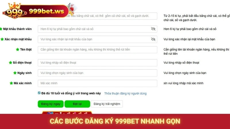 Đăng ký 999bet - Nhận ngay 99k thưởng chào mừng miễn phí 1 Các bước đăng ký 999bet nhanh gọn